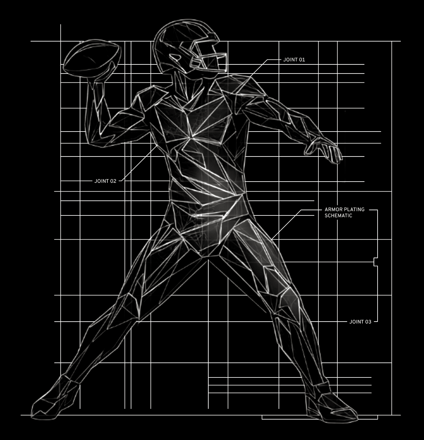 Only Human Quarterback Schematic Tee — Front and Back